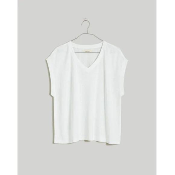 Madewell Eyelet White Relaxed V-Neck Tee Size Small - Picture 3 of 11
